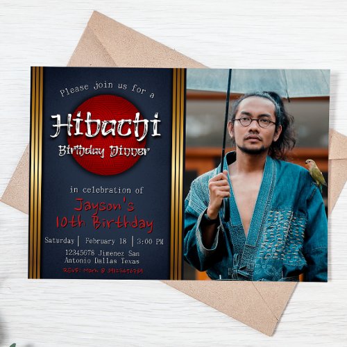 Hibachi Birthday Dinner with Picture Invitation