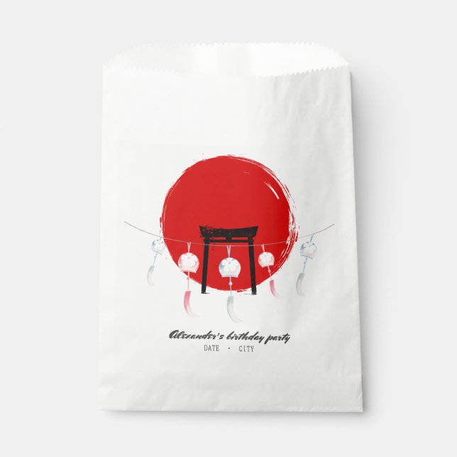 Hibachi Birthday Party Wind Chimes Furin Japanese Favor Bag (Front)