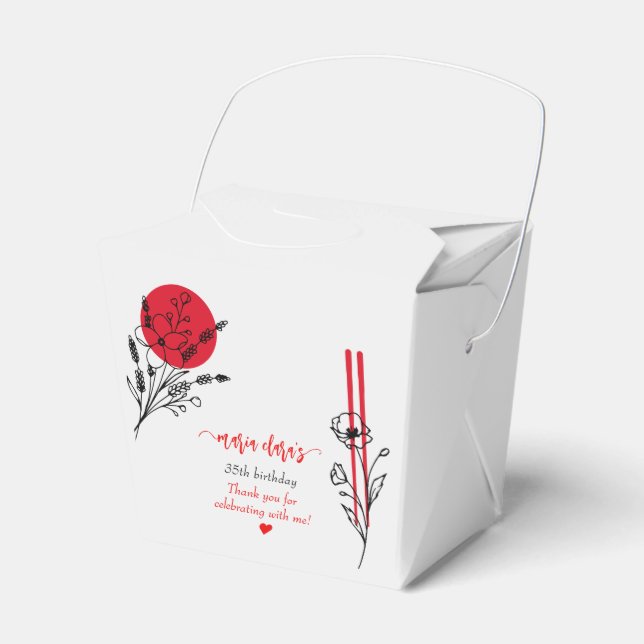 Hibachi Japanese BBQ Grill Chef Birthday Dinner Favor Boxes (Front Side)