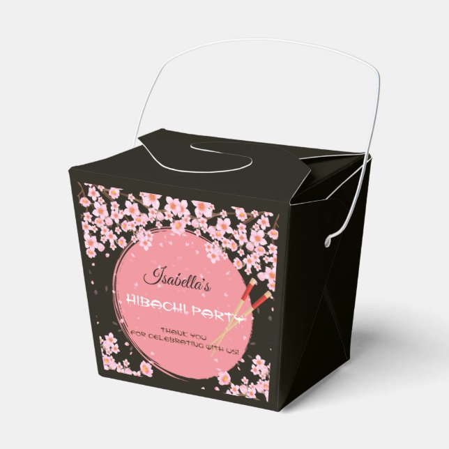 Hibachi Japanese Dinner Birthday Party Take Out Favor Boxes (Front Side)