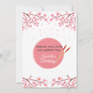 Hibachi Japanese Dinner Birthday Party  Thank You Card