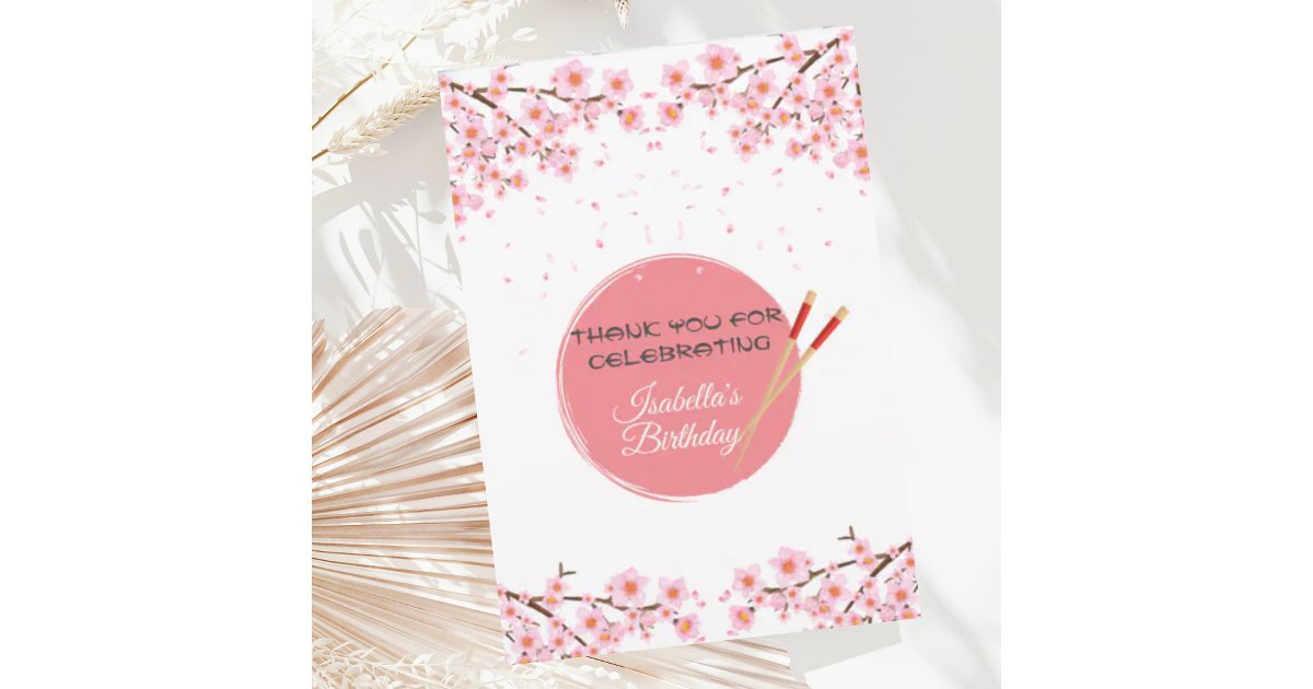 Hibachi Japanese Dinner Birthday Party Thank You Card | Zazzle