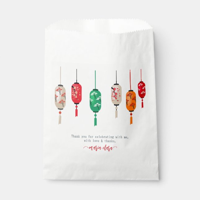 Hibachi Japanese Lanterns Chef Birthday Party Favor Bag (Front)