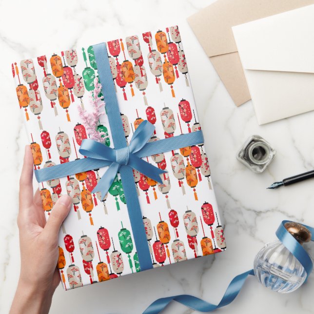 Hibachi Japanese Lanterns Chef Birthday Party Wrapping Paper (Gifting)