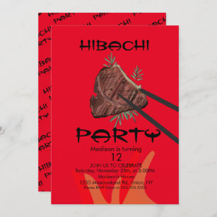 Hibachi Steak Japanese Restaurant Party Invitation
