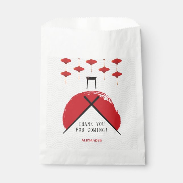 Hibachi Theme Birthday Party Private Chef Japanese Favor Bag (Front)