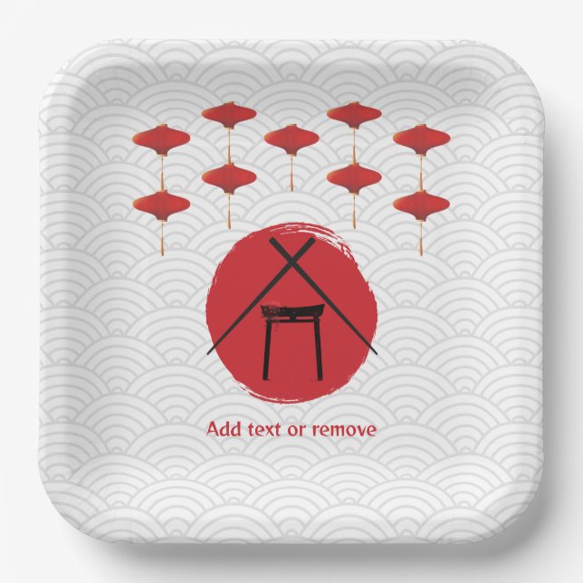 Hibachi Theme Birthday Party Private Chef Japanese Paper Plates (Front)
