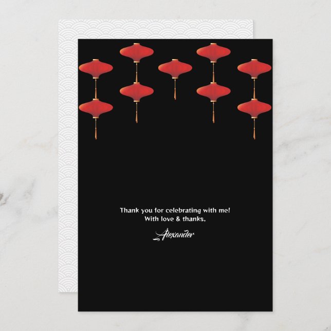 Hibachi Theme Birthday Private Chef Japanese Party Thank You Card (Front/Back)