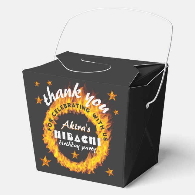 Hibachi Theme Grill  Flame Japanese Birthday Party Favor Boxes (Front)