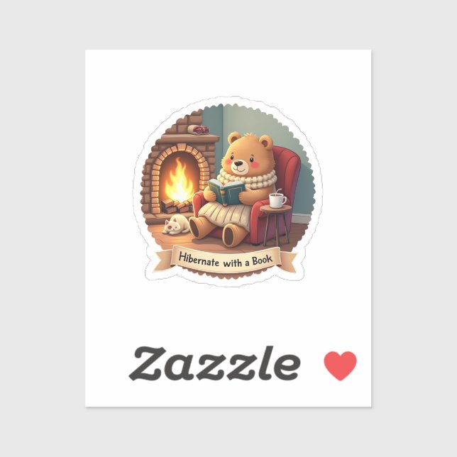 Hibernate With A Book - Cozy Bear Sticker (Sheet)