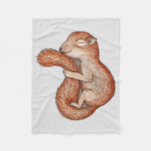 Hibernating squirrel fleece blanket
