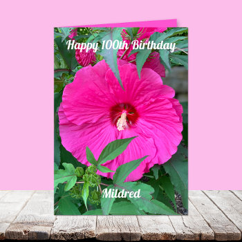 Hibiscus 100th Birthday For Women Card by KathyHenis at Zazzle
