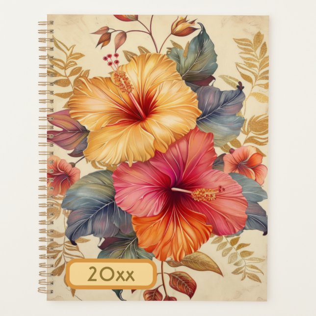 Hibiscus 20XX Classic Spiral Planner Digital Art (Front)