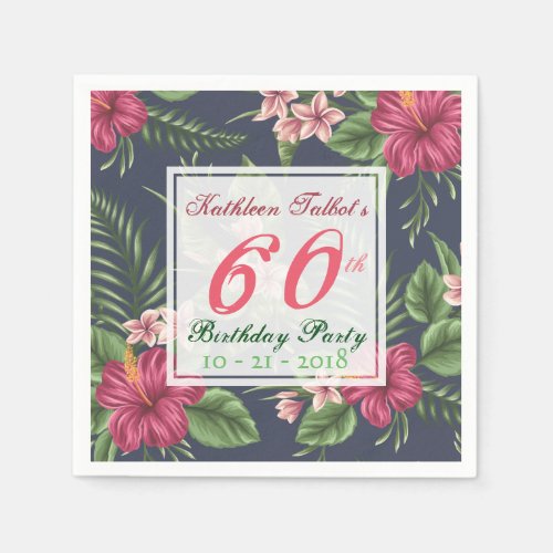 Hibiscus 60th Birthday Party Paper Napkin