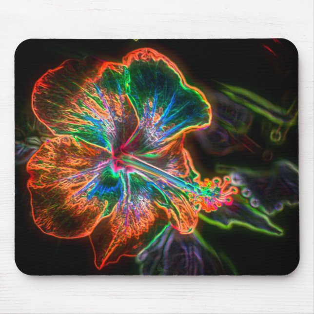 Hibiscus Abstract Flower Art Mouse Pad (Front)
