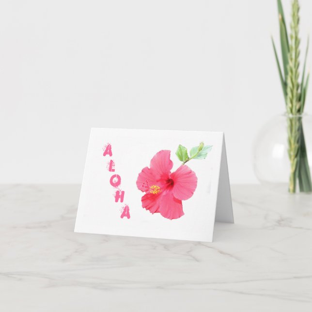 Hibiscus ALOHA Customizable Greeting Card (Front)