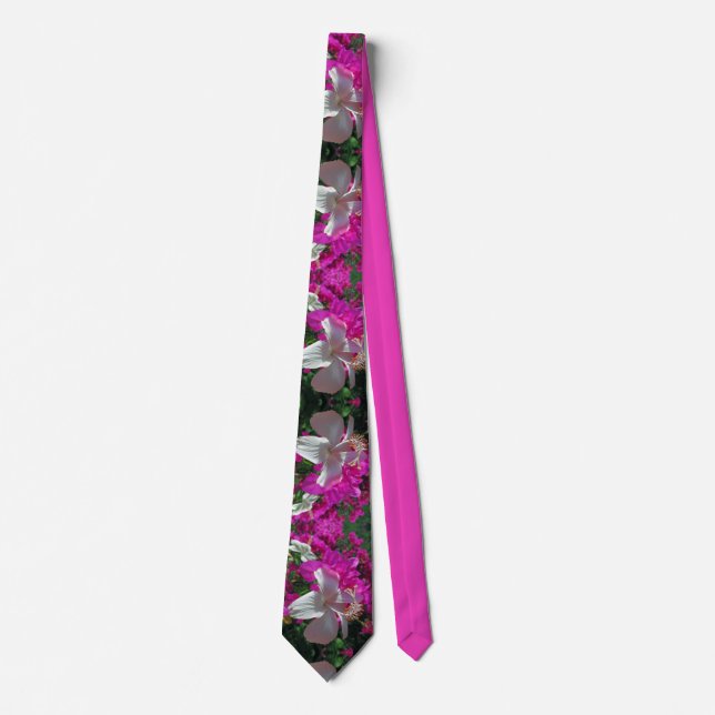 Hibiscus and Bougainvillea Neck Tie (Front)