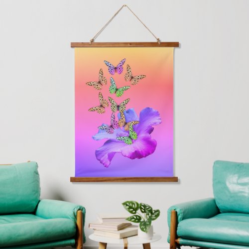 Hibiscus And Butterflies Abstract  Hanging Tapestry