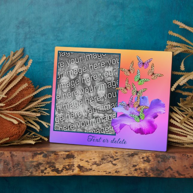 Hibiscus And Butterfly Add Your Photo Personalized Plaque (Side)
