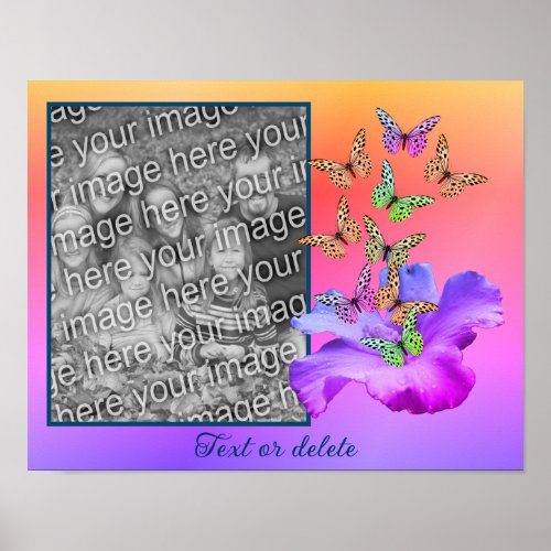 Hibiscus And Butterfly Add Your Photo Personalized Poster
