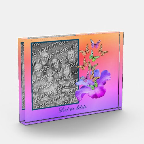 Hibiscus And Butterfly Personalized Add Your   Photo Block