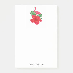 Hibiscus and Flamingo Tropical Post-it Notes