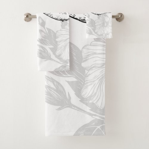 Hibiscus and hummingbird bath towel set