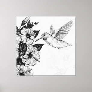 Hibiscus and hummingbird canvas print