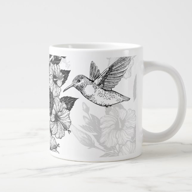 Hibiscus and hummingbird giant coffee mug (Right)