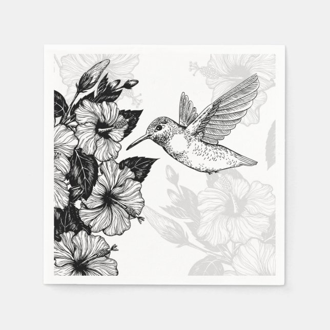 Hibiscus and hummingbird napkins (Front)