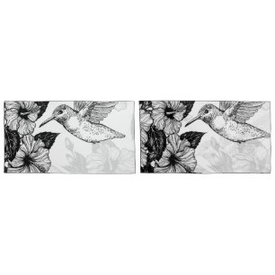 Hibiscus and hummingbird pillow case