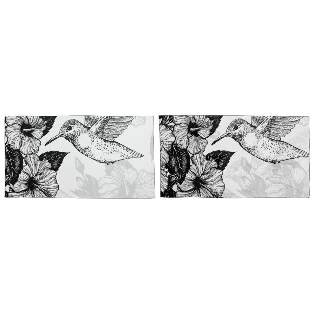 Hibiscus and hummingbird pillow case (Back-Set)