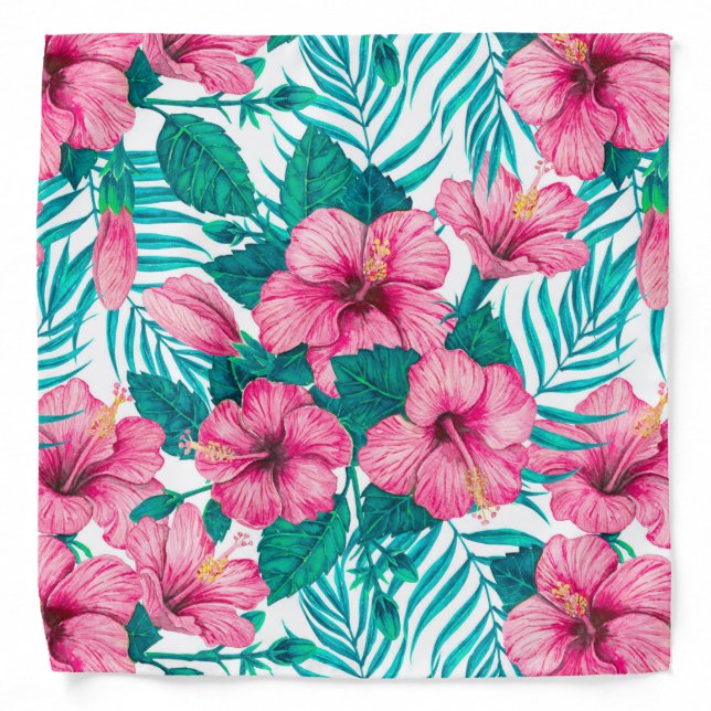 Hibiscus and palm leaves bandana (Front)