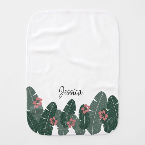 Hibiscus and Palm Leaves Burp Cloth