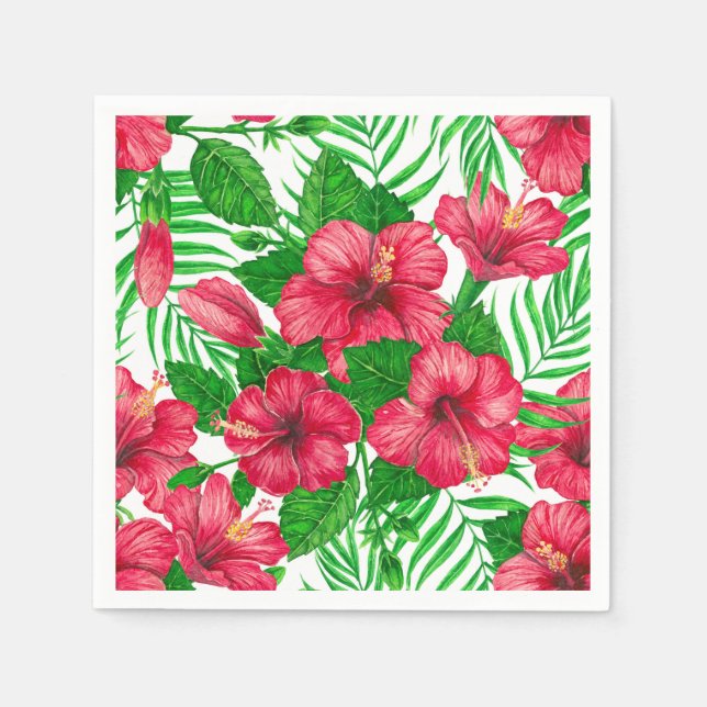 Hibiscus and palm leaves napkins (Front)