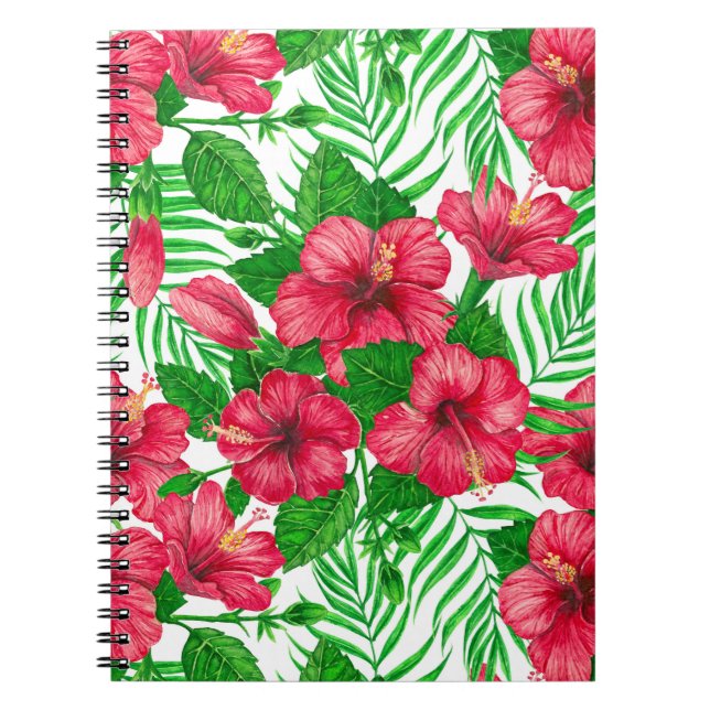 Hibiscus and palm leaves notebook (Front)