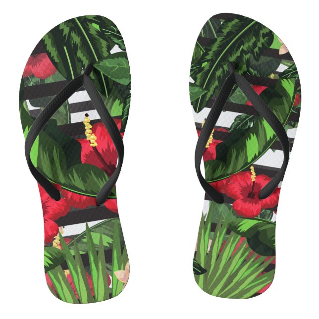 Hibiscus and  Palms Flip Flops (Footbed)