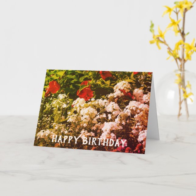 Hibiscus And Phlox Customizable Birthday Card (Yellow Flower)