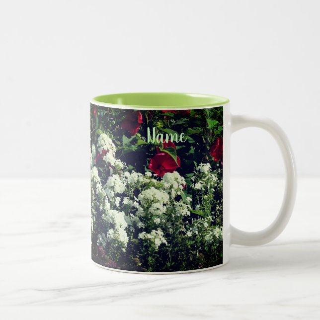Hibiscus And Phlox Flowers Personalized Two-Tone Coffee Mug (Right)