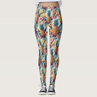 Hibiscus and Pineapple Leggings