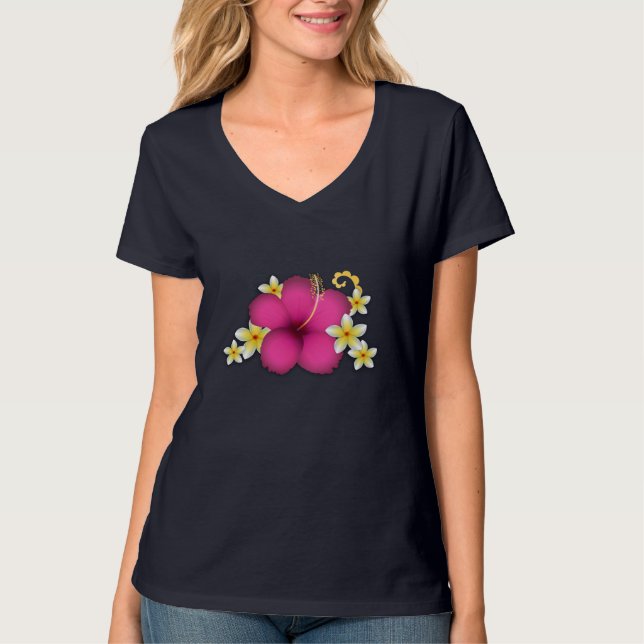 Hibiscus and Plumerias T-Shirt (Front)