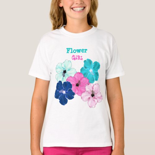 Hibiscus Art Flower Girl Tee Shirt