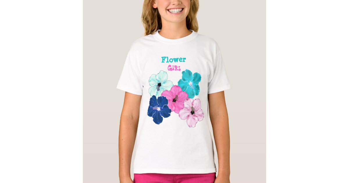 Hibiscus Art Flower Girl Tee Shirt | Zazzle