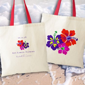 Hibiscus Art Flowers Wedding Favor Tote Bag by sandpiperWedding at Zazzle