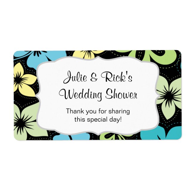 Hibiscus Beach Luau Water Bottle  - customize it! Label (Front)