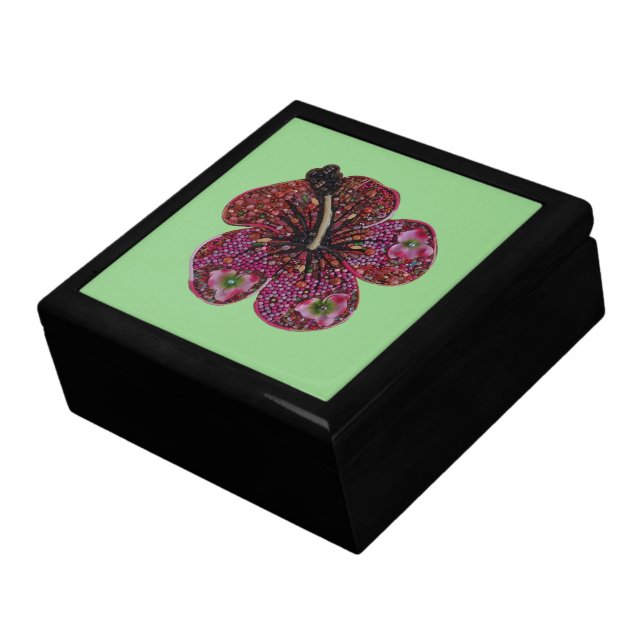 Hibiscus Beads Mosaic Jewelry Keepsake Box (Side)
