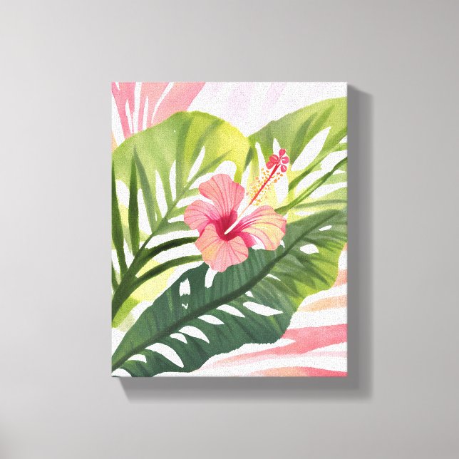 Hibiscus Beauty | Tropical Flower Watercolor Canvas Print (Front)