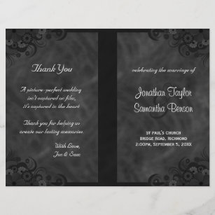 Gray Printed Wedding Programs Zazzle Hibiscus Black Fl Goth Folded Wedding Programs