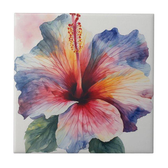 Hibiscus Bloom Ceramic Tile (Front)