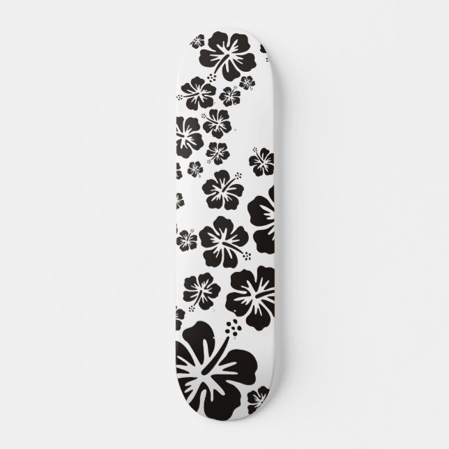hibiscus blooms in black skateboard deck (Front)